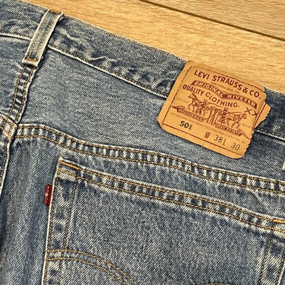 Men's VTG Levis 501 Original Fit Denim Jeans 38x30 Blue USA Made Button Fly 90s - Picture 10 of 12